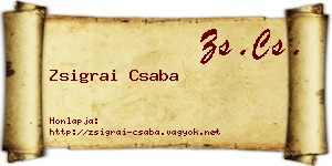 Zsigrai Csaba névjegykártya